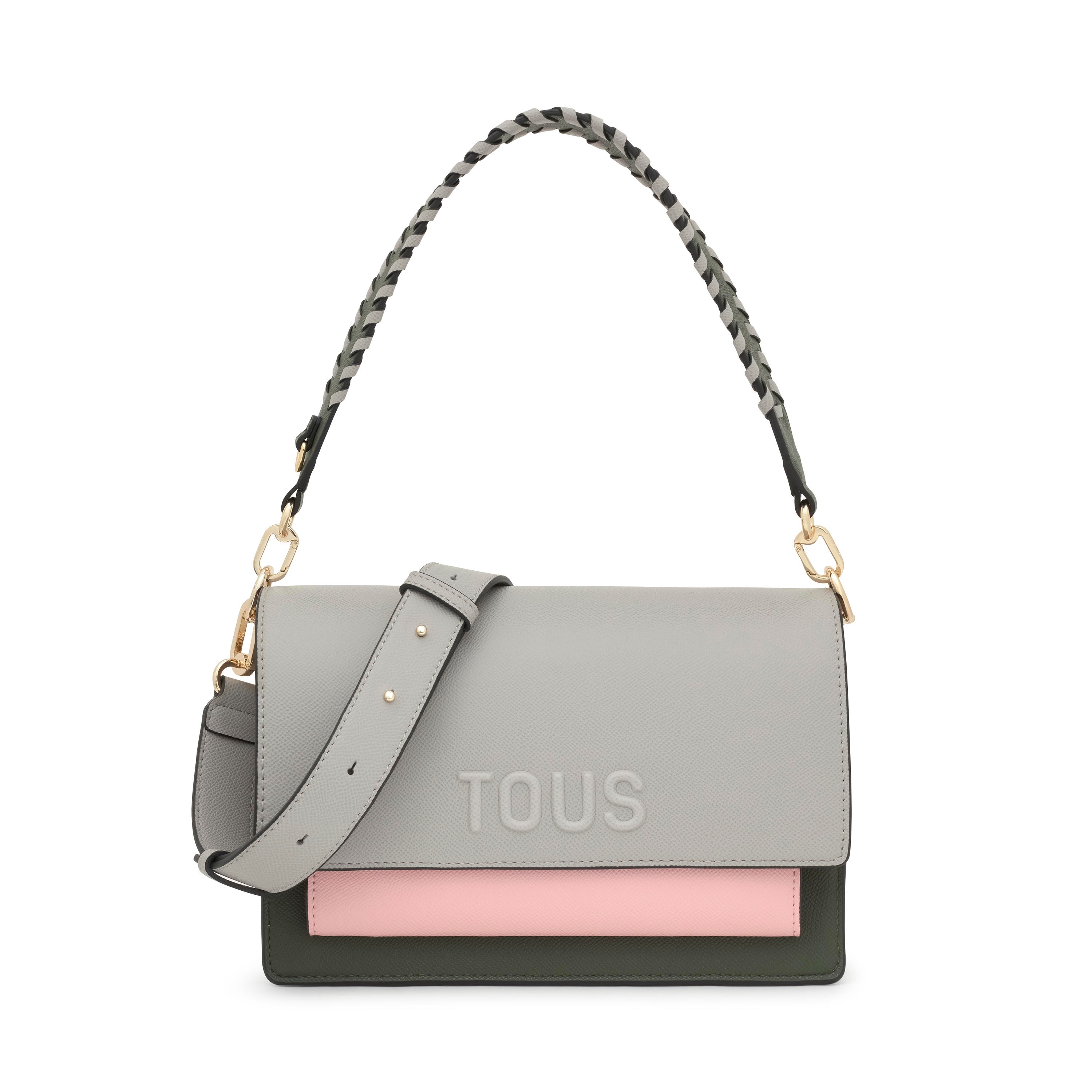 Medium gray and pink Crossbody bag Audree Saffiano
