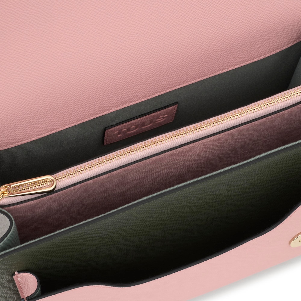 Bandolera mediana gris y rosa Audree&nbsp;Saffiano