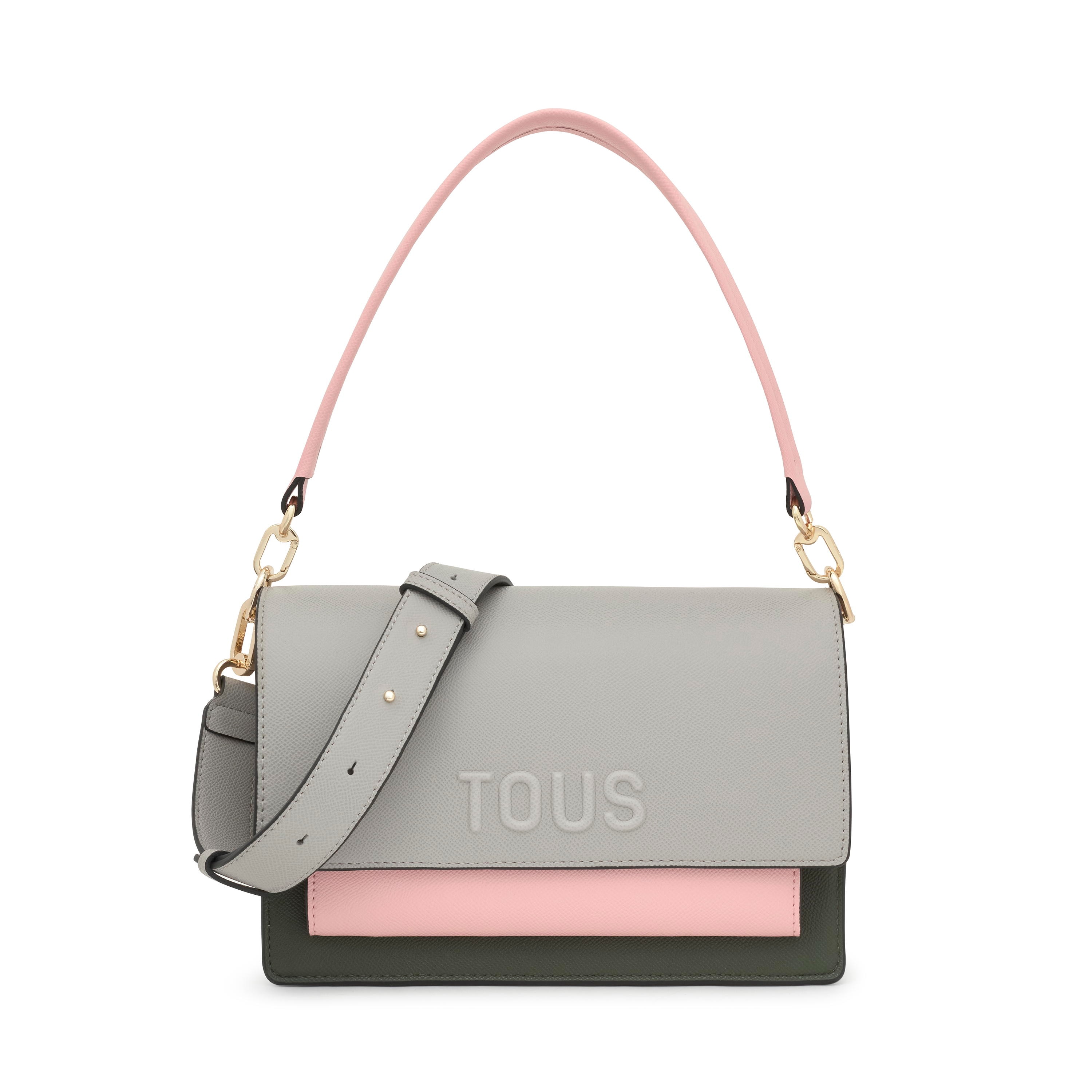 Medium gray and pink Crossbody bag Audree Saffiano