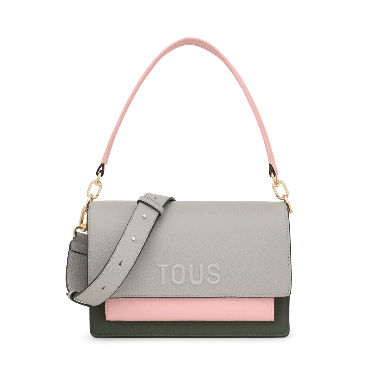 Medium gray and pink Crossbody bag Audree Saffiano