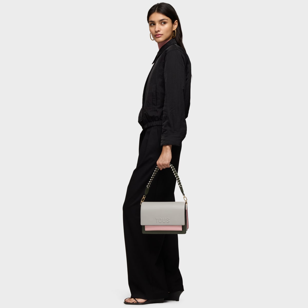 Medium gray and pink Crossbody bag Audree Saffiano