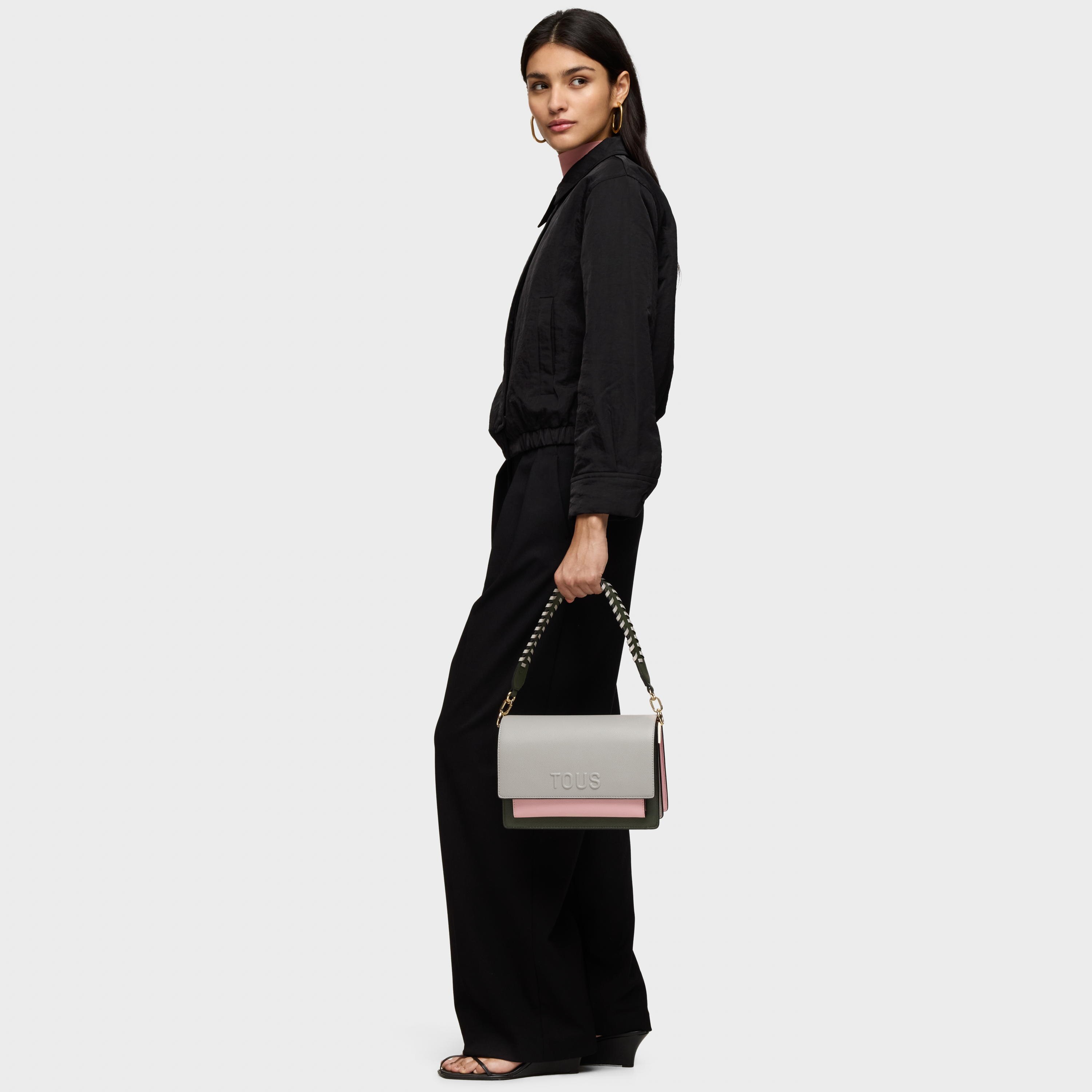 Medium gray and pink Crossbody bag Audree Saffiano