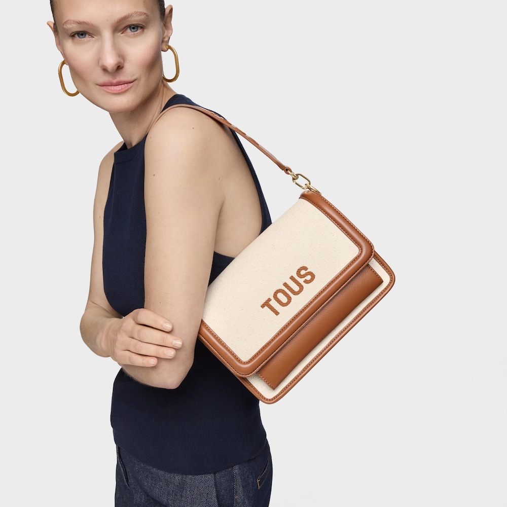 Medium camel Crossbody bag Audree Canvas