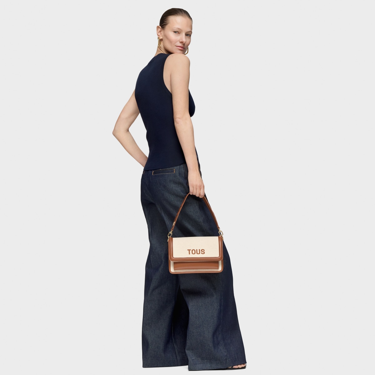 Medium camel Crossbody bag Audree Canvas
