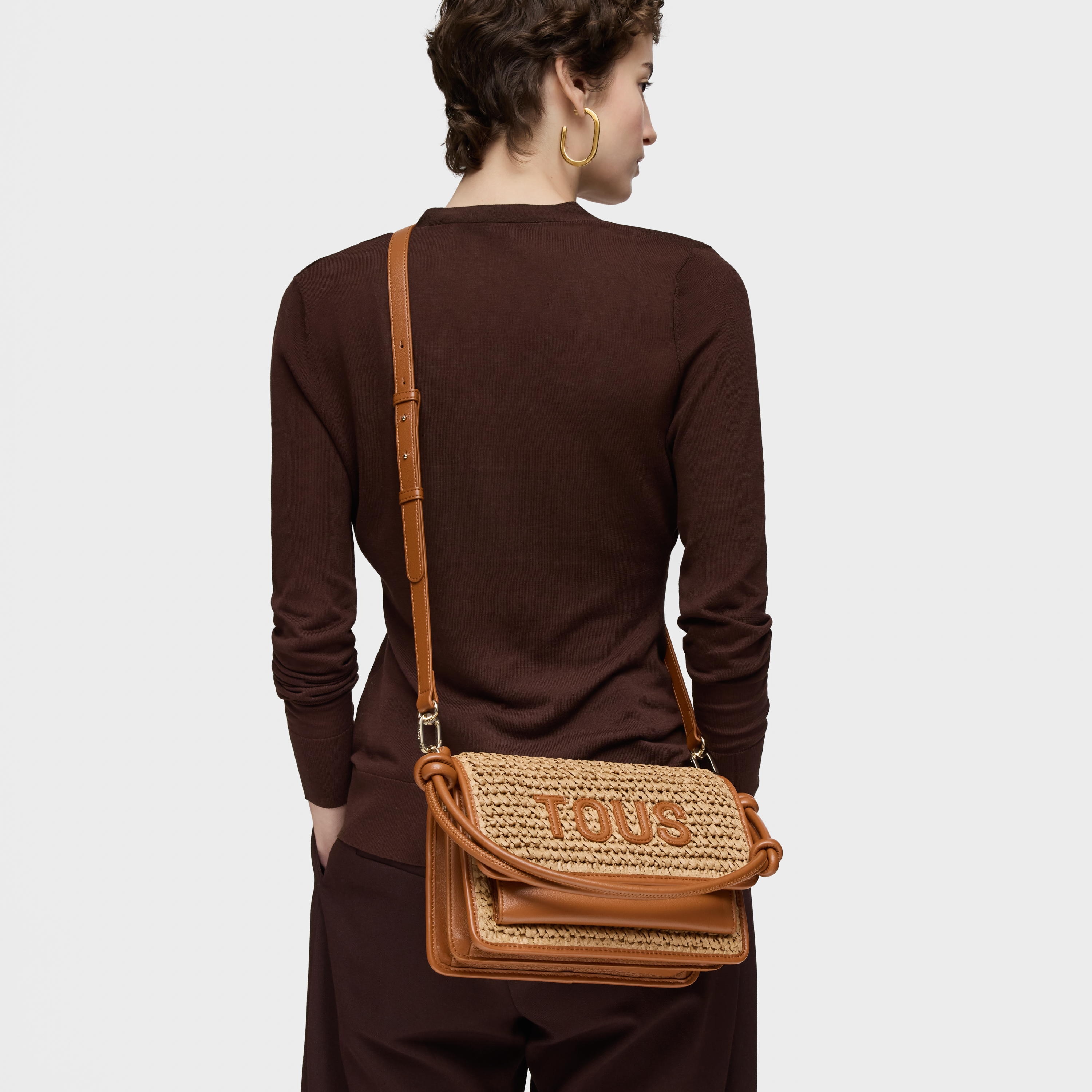 Medium camel Crossbody bag Audree Rafia