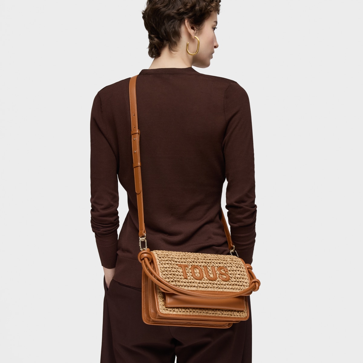 Medium camel Crossbody bag Audree Rafia