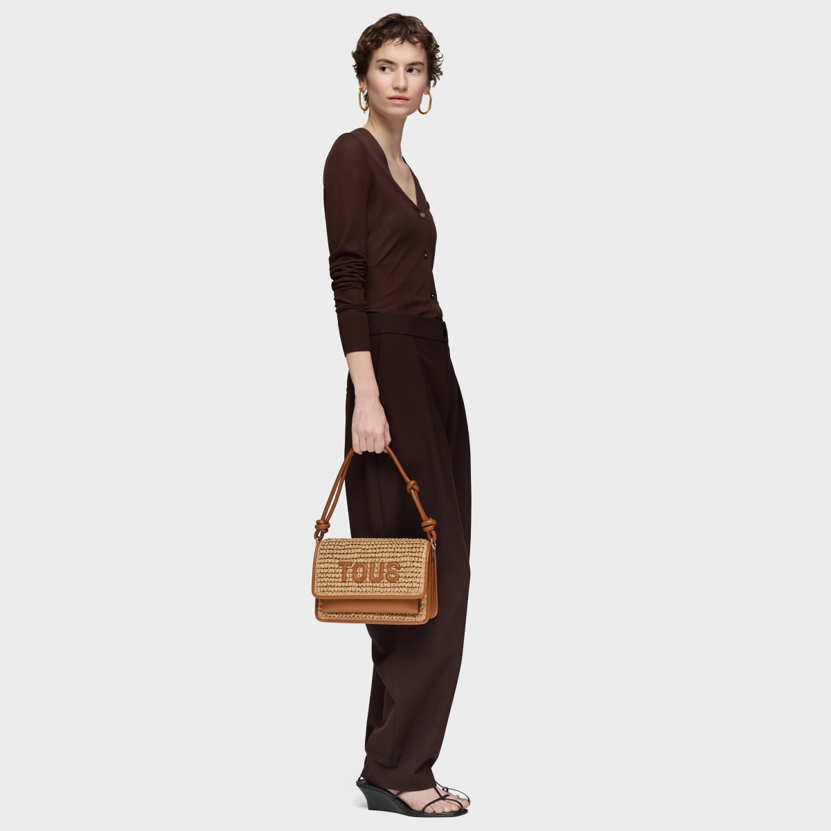 Medium camel Crossbody bag Audree Rafia