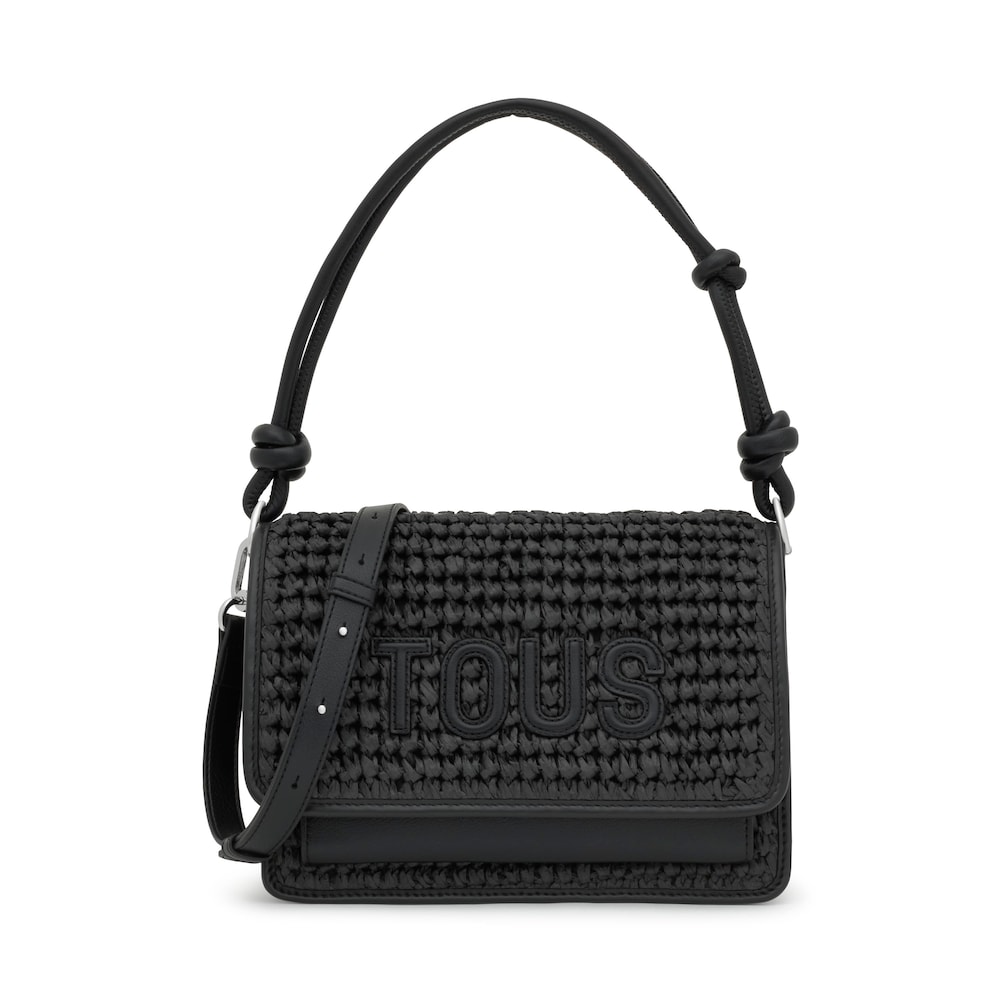 Bandolera mediana negro Audree Rafia