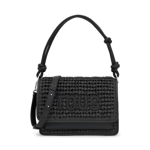 Bandolera mediana negro Audree Rafia