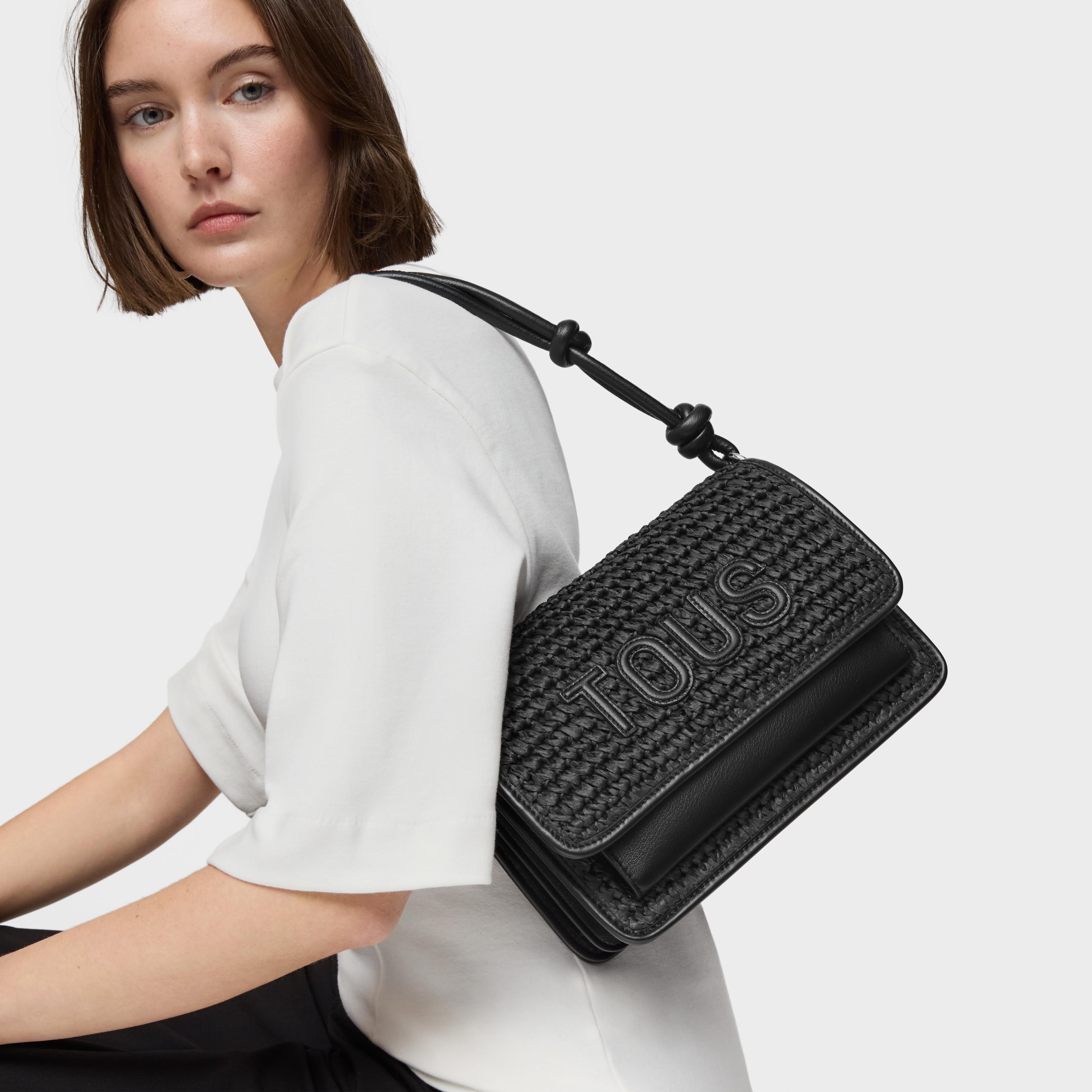 Medium black Crossbody bag Audree Rafia