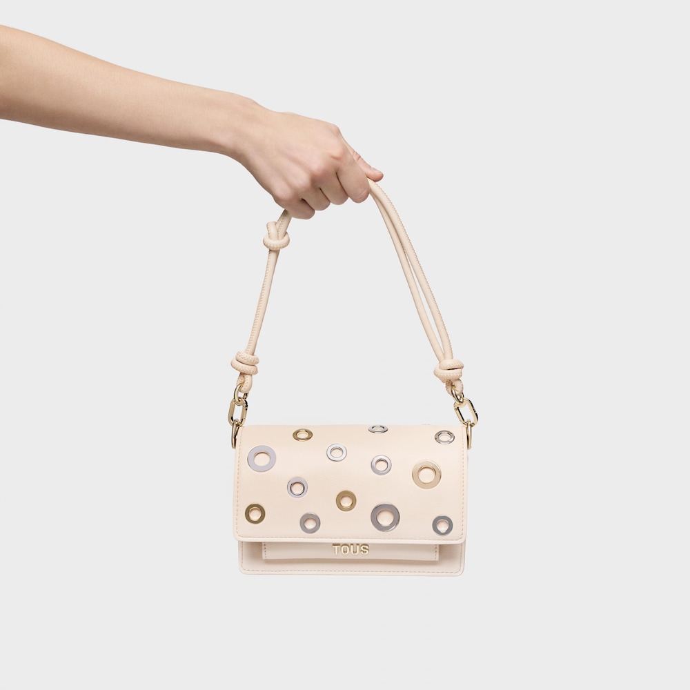 Bandolera peque&ntilde;a beige Audree Eyelets