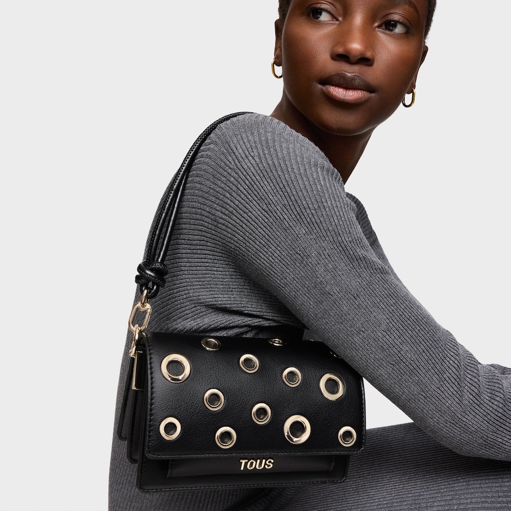 Small black Audree Crossbody bag Eyelets