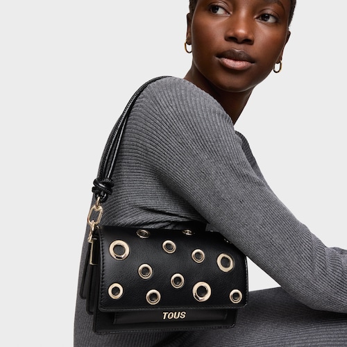 Bandolera pequeña negra Audree Eyelets