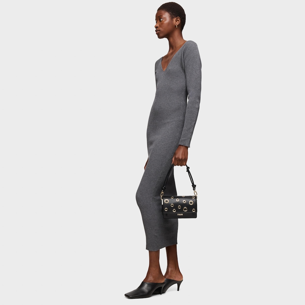 Small black Audree Crossbody bag Eyelets