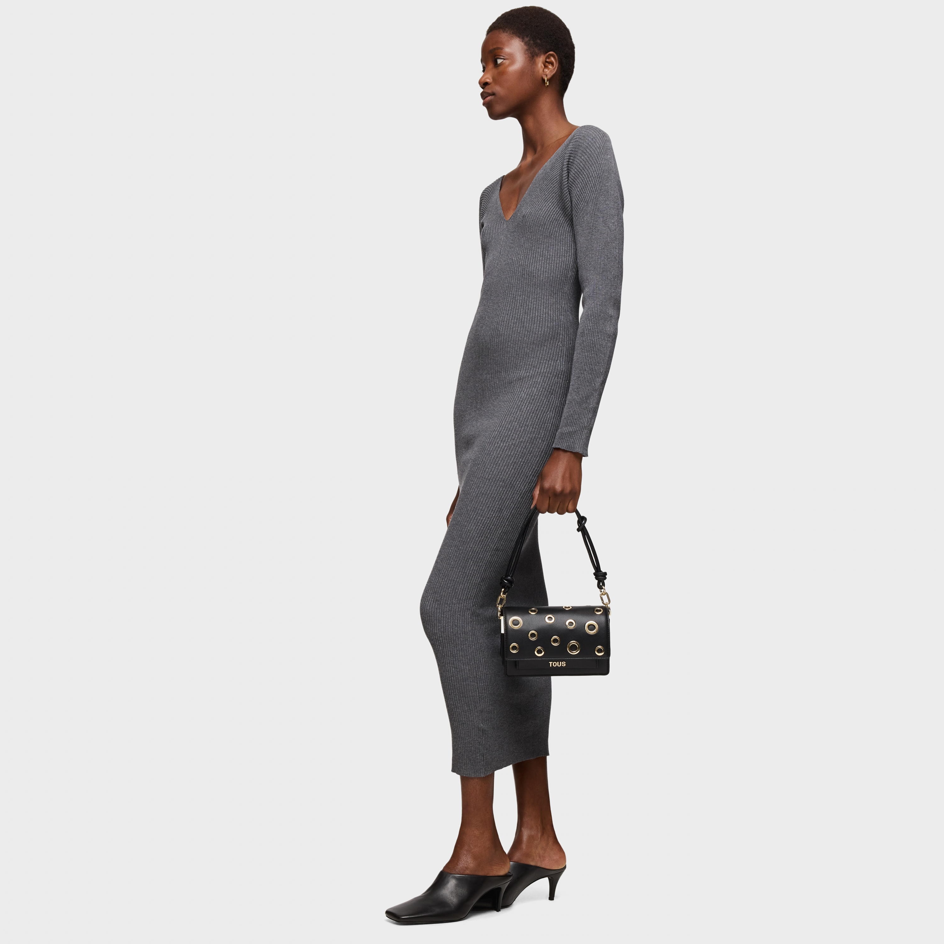 Small black Audree Crossbody bag Eyelets