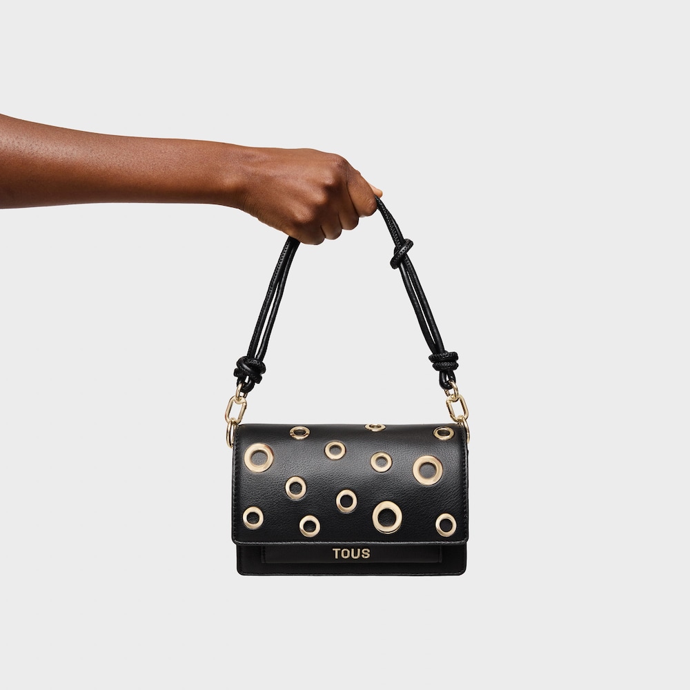 Small black Audree Crossbody bag Eyelets