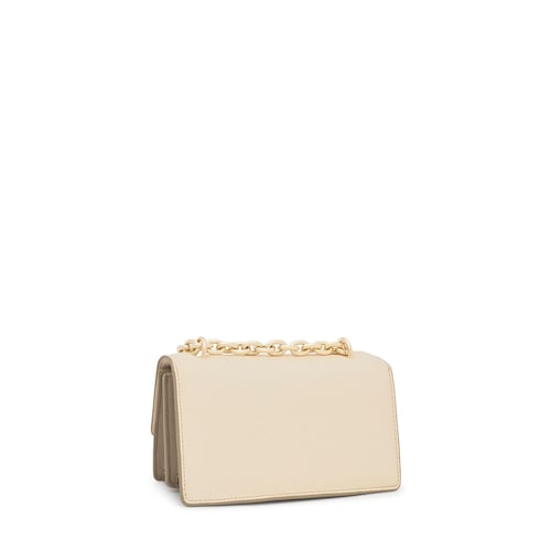 Bandolera pequeña de piel beige Audree Leather