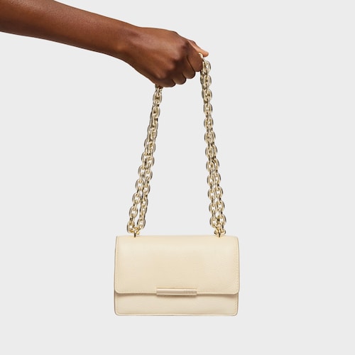 Bandolera pequeña de piel beige Audree Leather