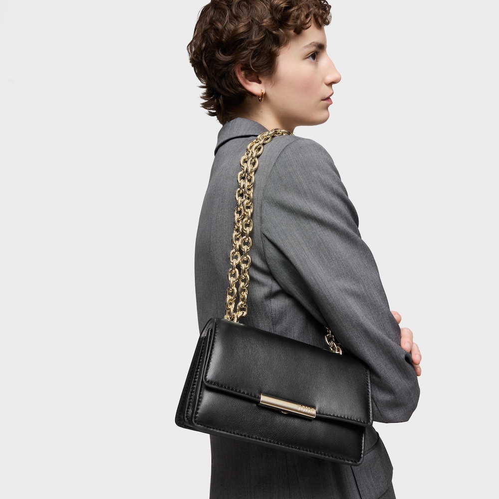 Bandolera peque&ntilde;a de piel negra Audree Leather