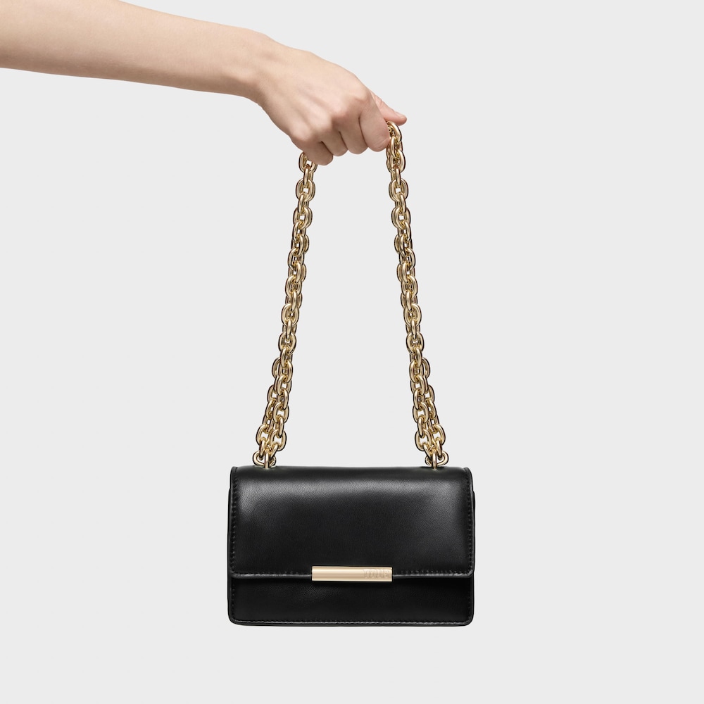 Bandolera peque&ntilde;a de piel negra Audree Leather