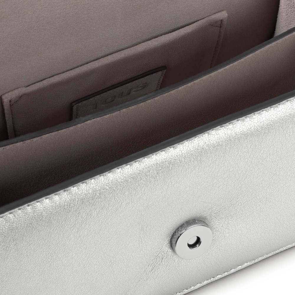 Sac &agrave; bandouli&egrave;re en cuir argent petit Audree Leather