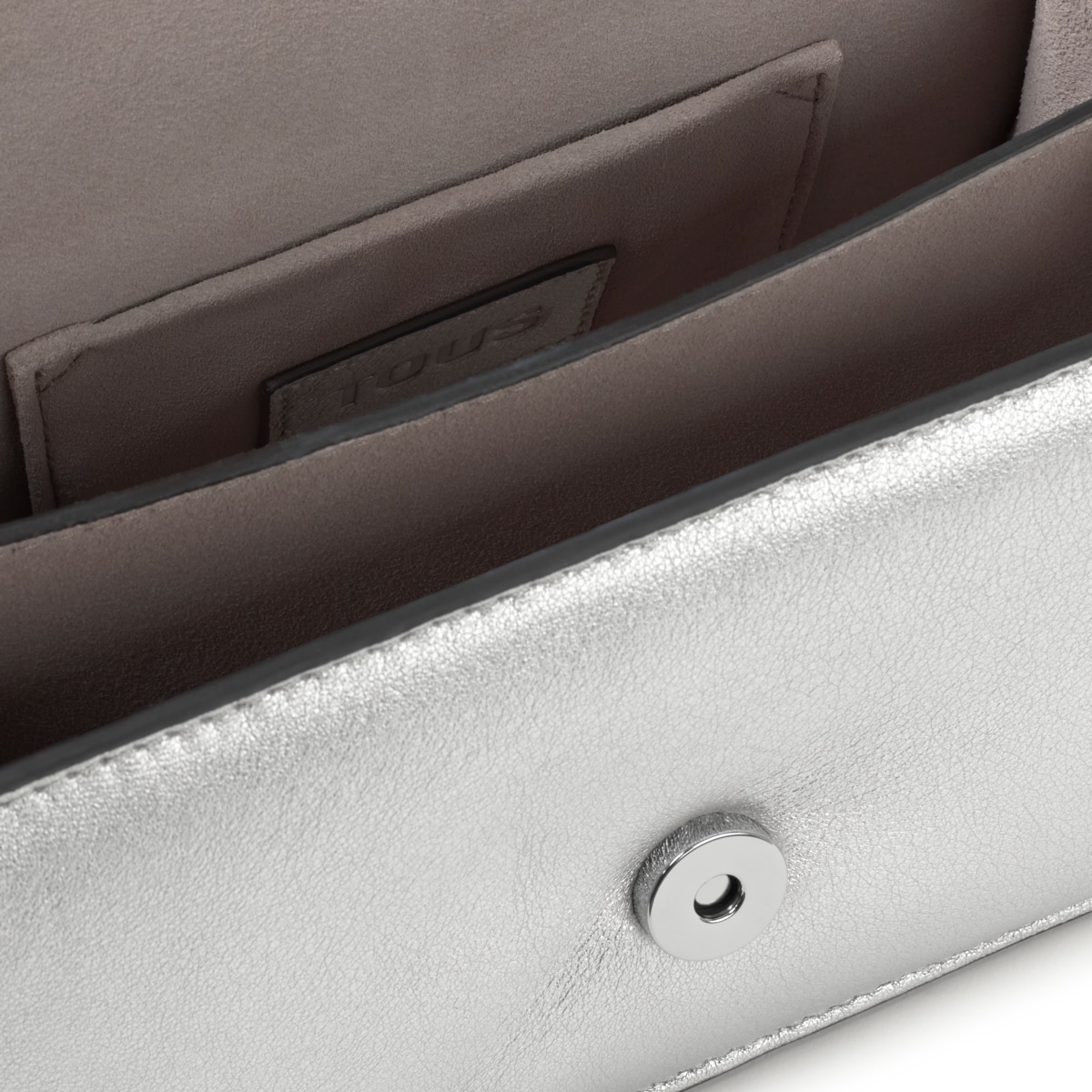 Small silver-colored leather Crossbody bag Audree Leather