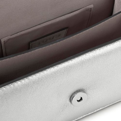 Bandolera pequeña de piel plata Audree Leather