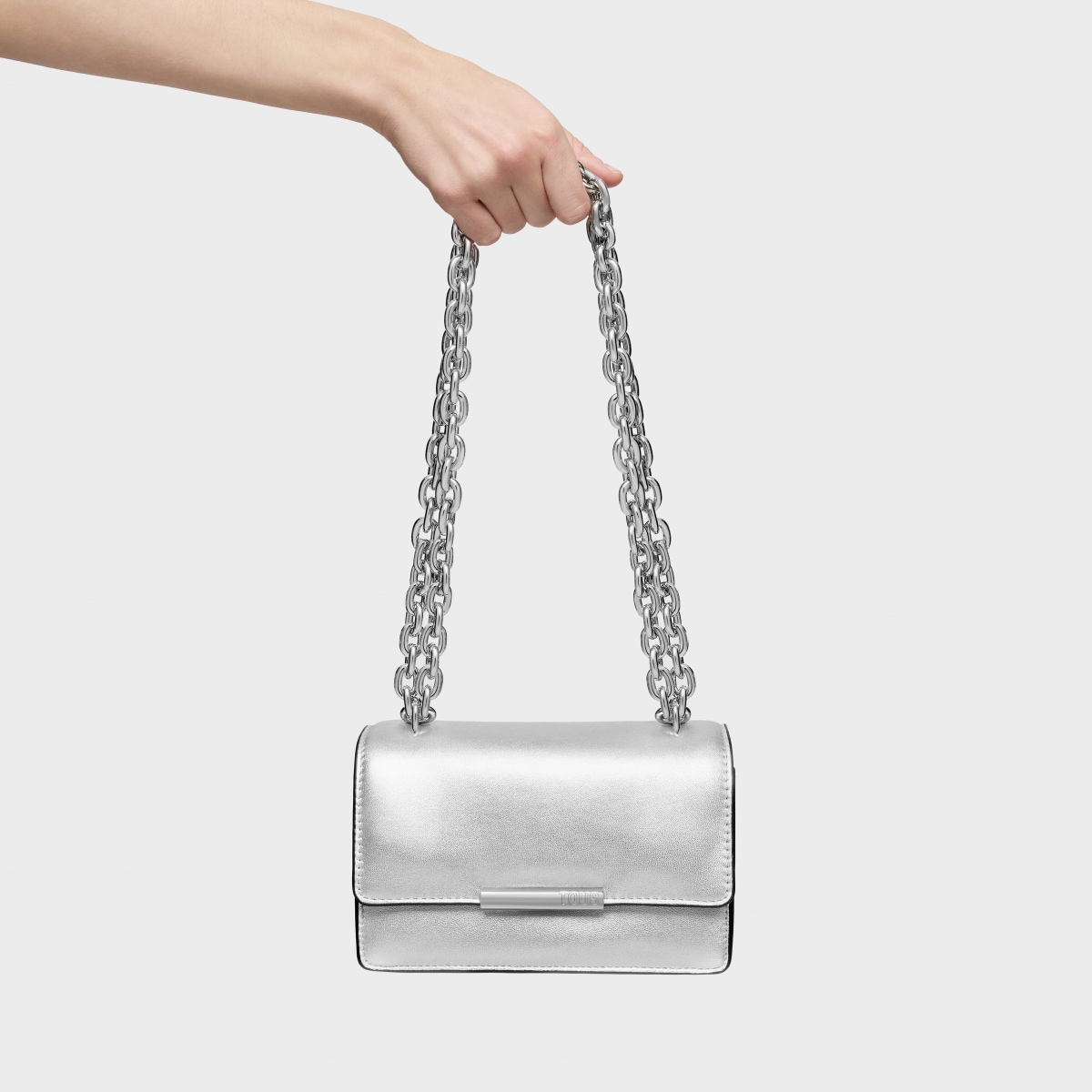 Small silver-colored leather Crossbody bag Audree Leather
