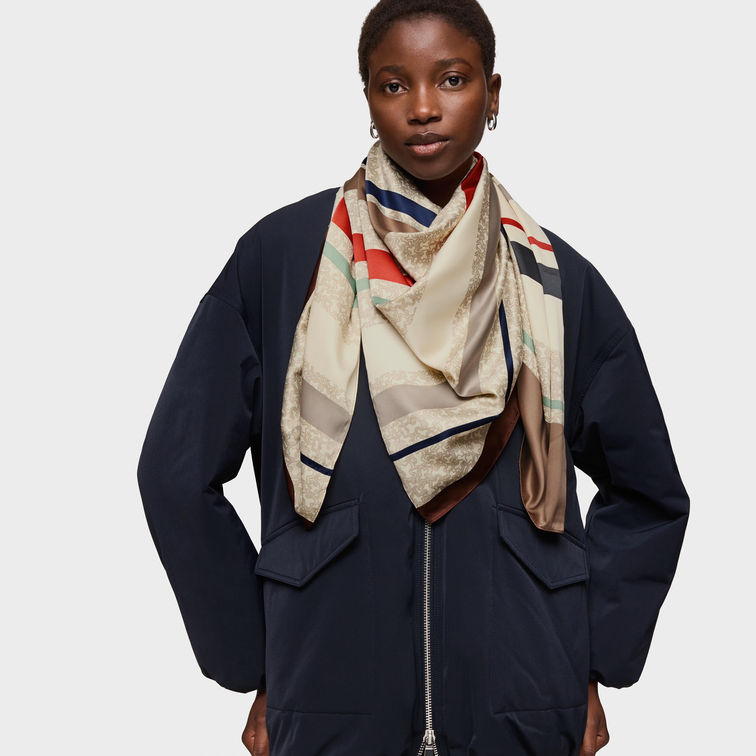 Square beige Scarf Kaos Mini Lines