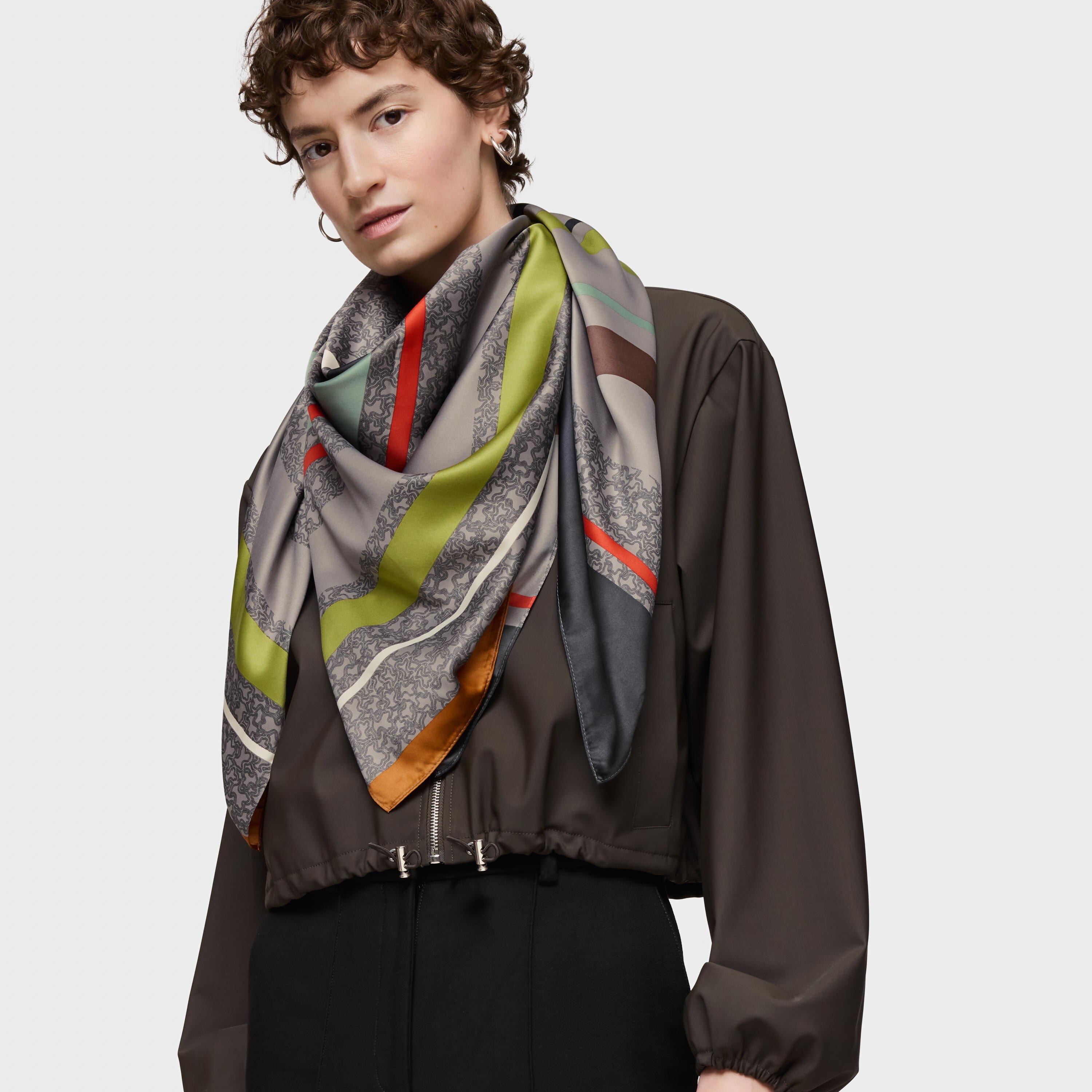 Gray square Scarf Kaos Mini Lines