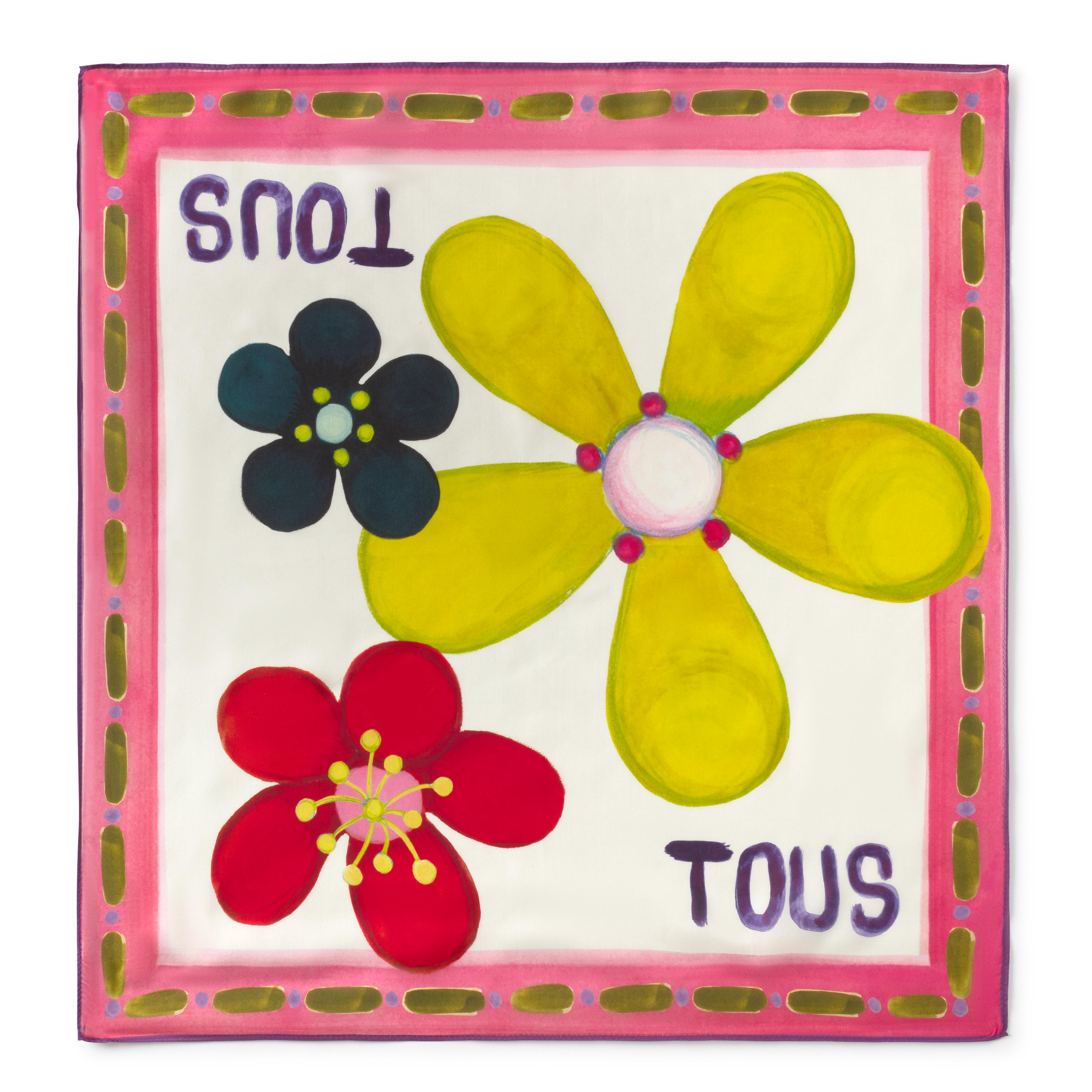 Small pink square Scarf TOUS Summer Daisies