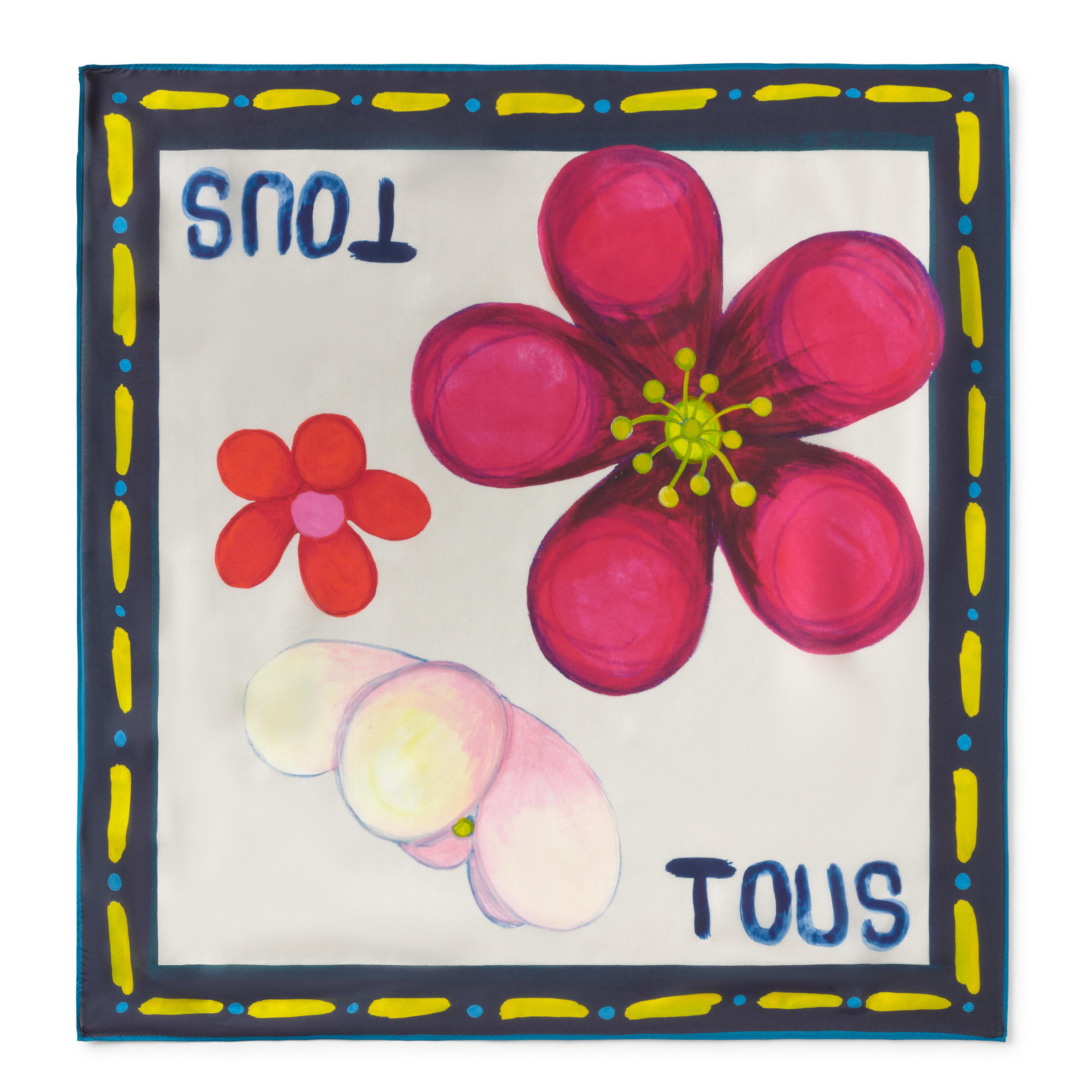 Small navy blue square Scarf TOUS Summer Daisies