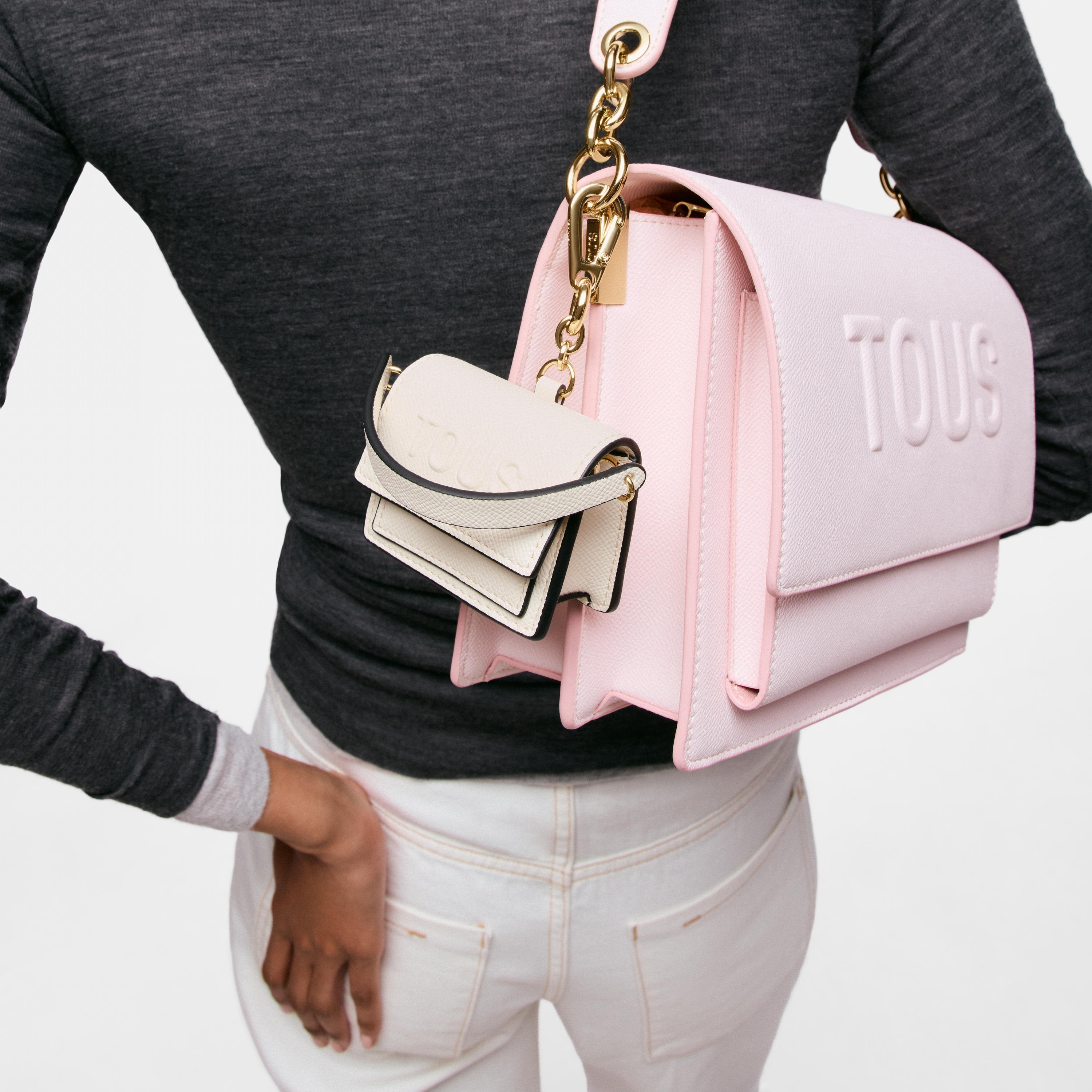 Beige mini crossbody Key ring Audree