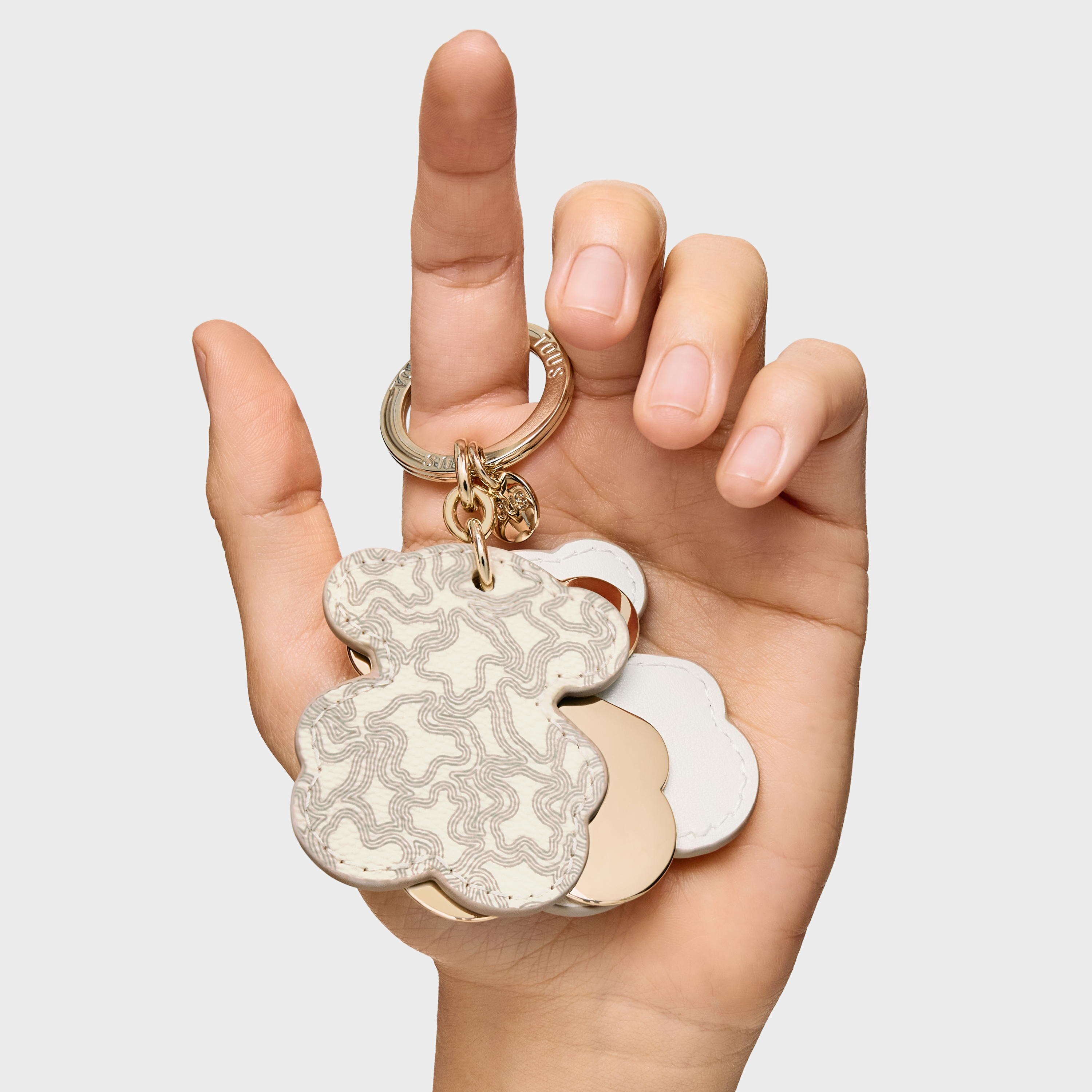 Beige Key ring Triple Bear
