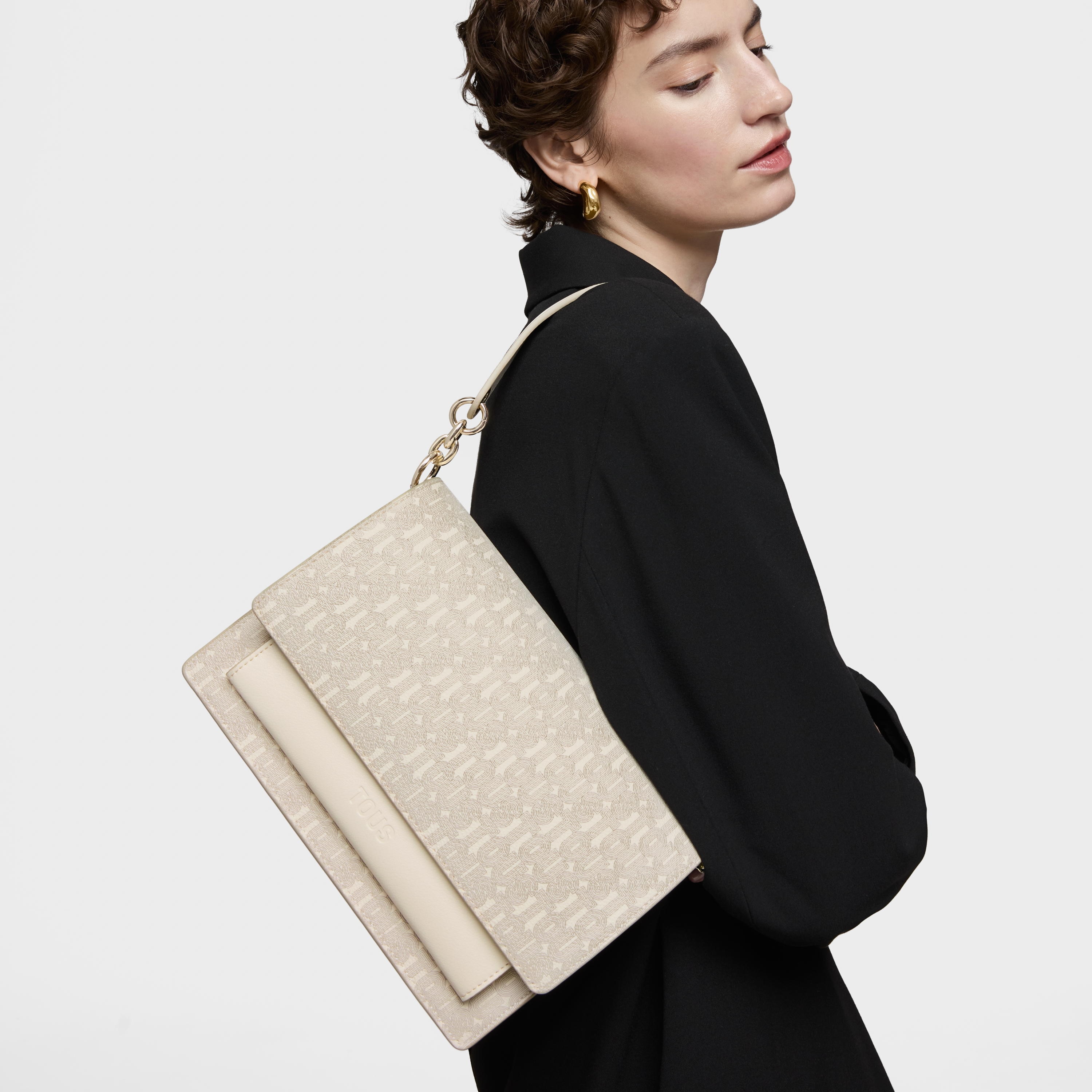 Medium beige Crossbody bag Audree TOUS Buckles Silhouette