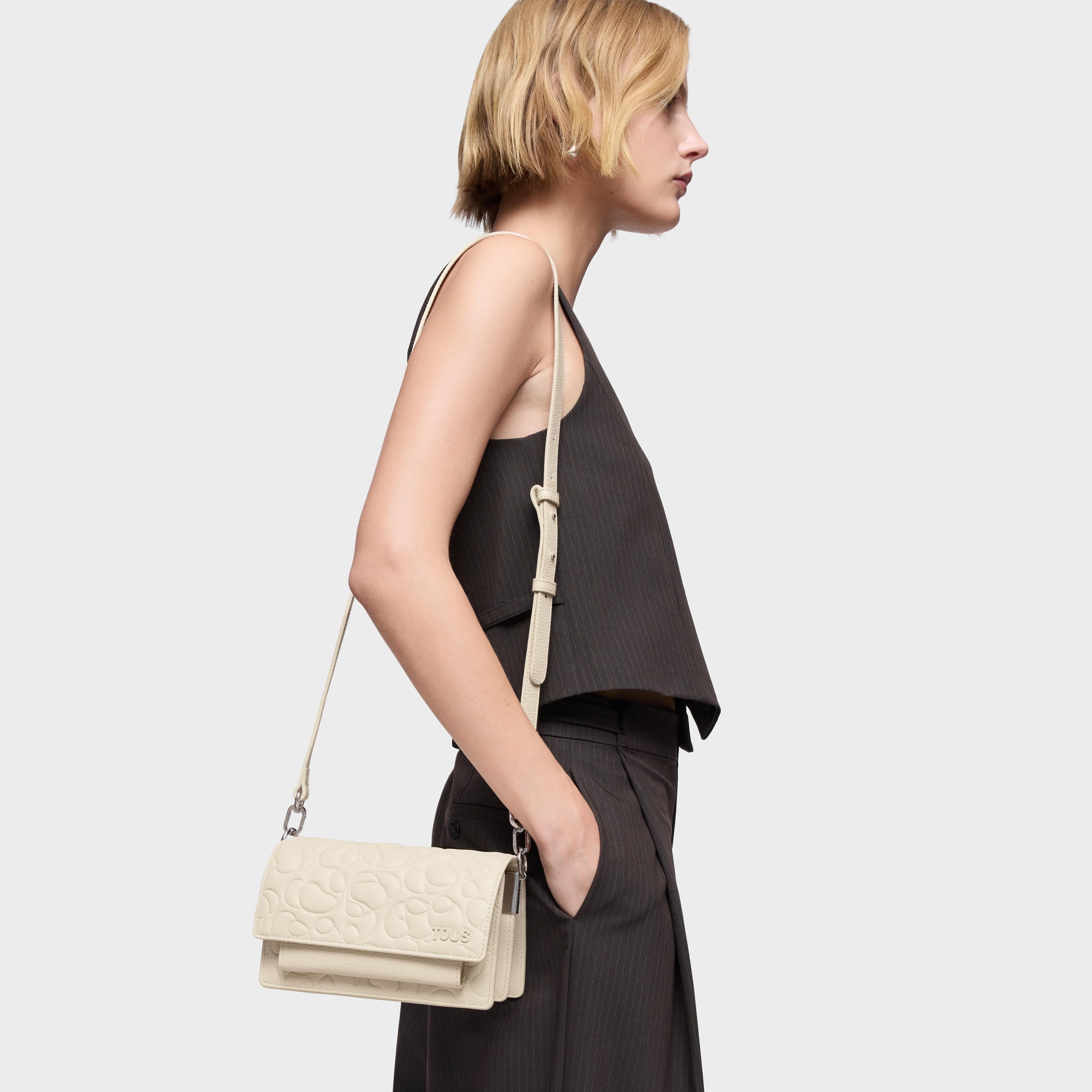 Small beige leather Crossbody bag Audree TOUS Greta