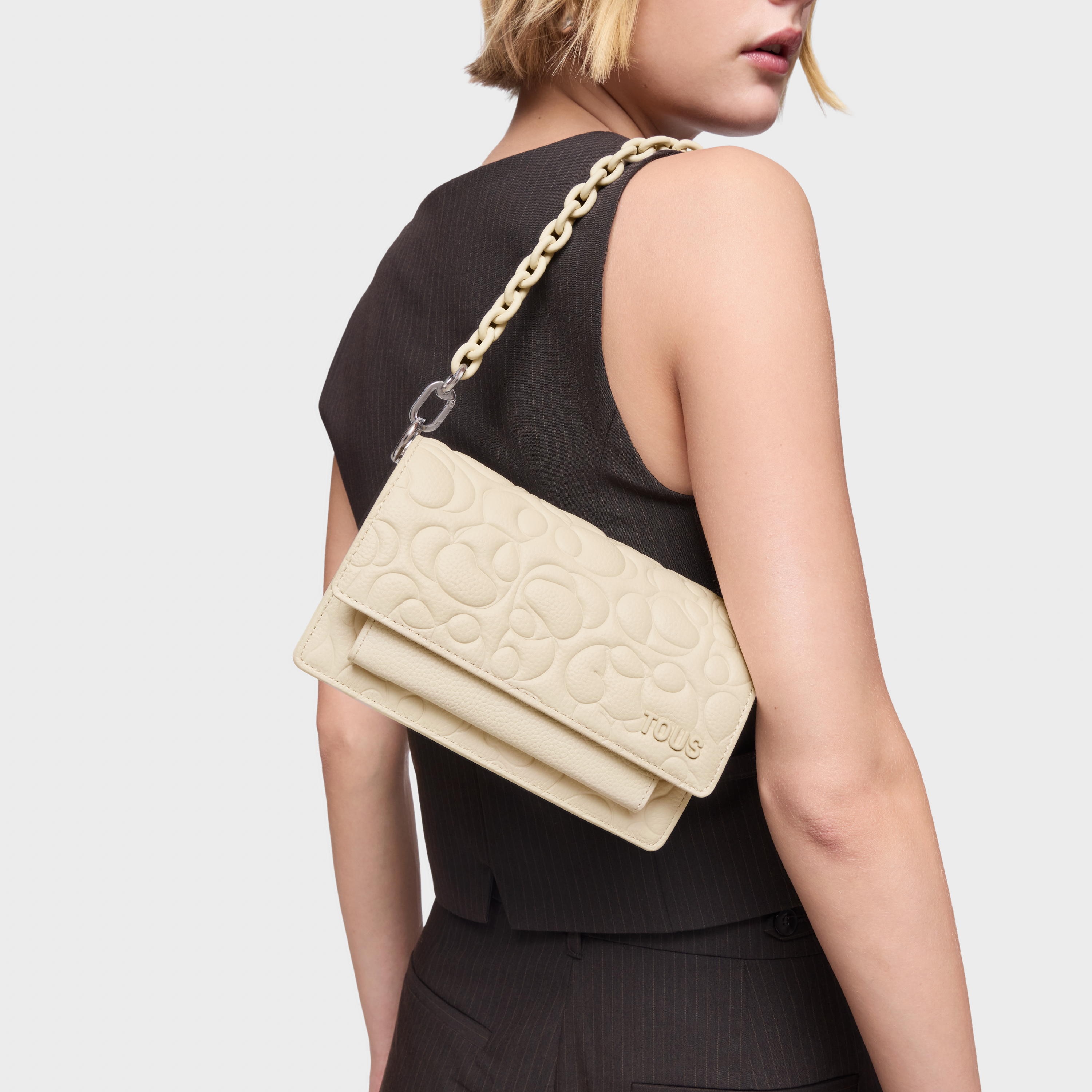 Small beige leather Crossbody bag Audree TOUS Greta