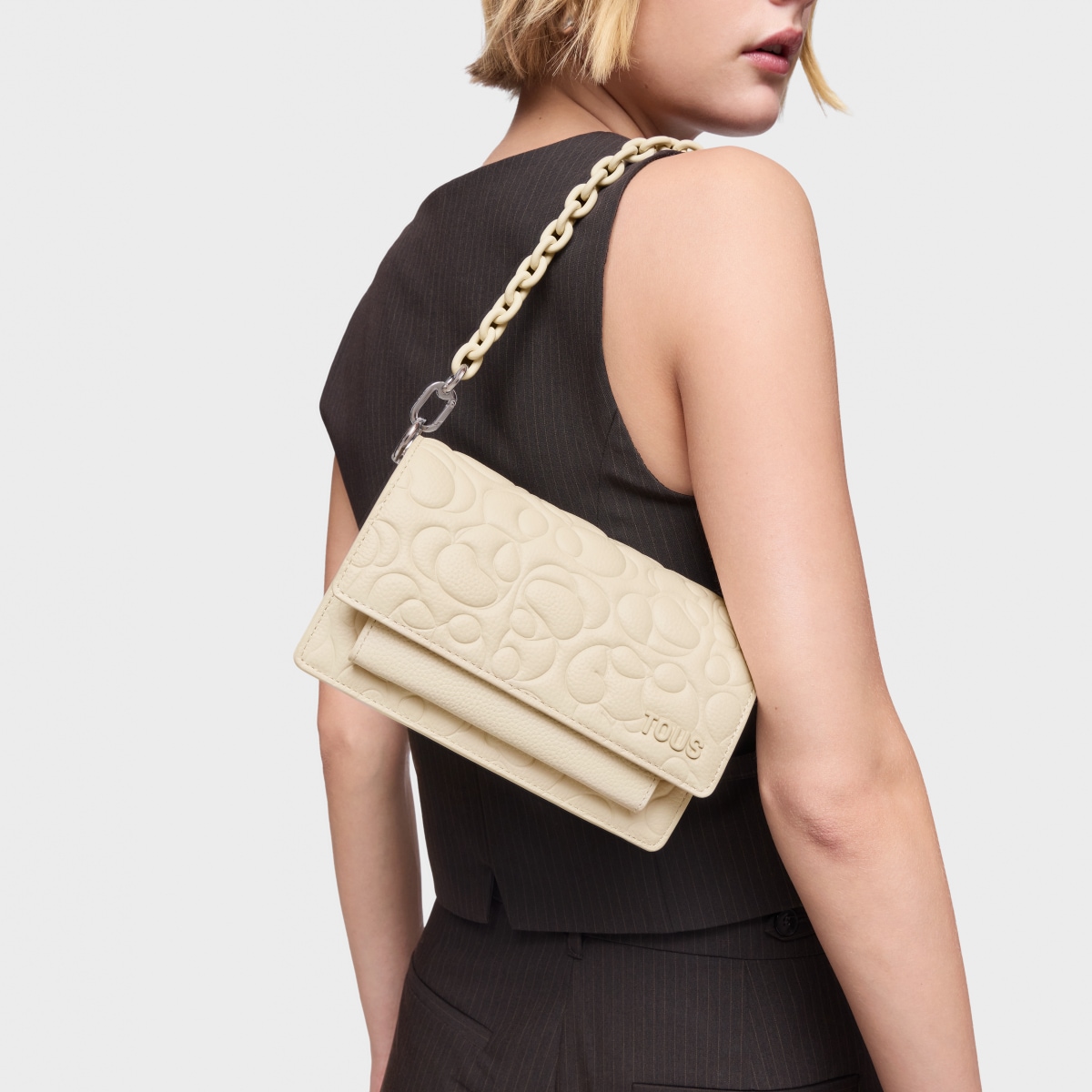 Small beige leather Crossbody bag Audree TOUS Greta
