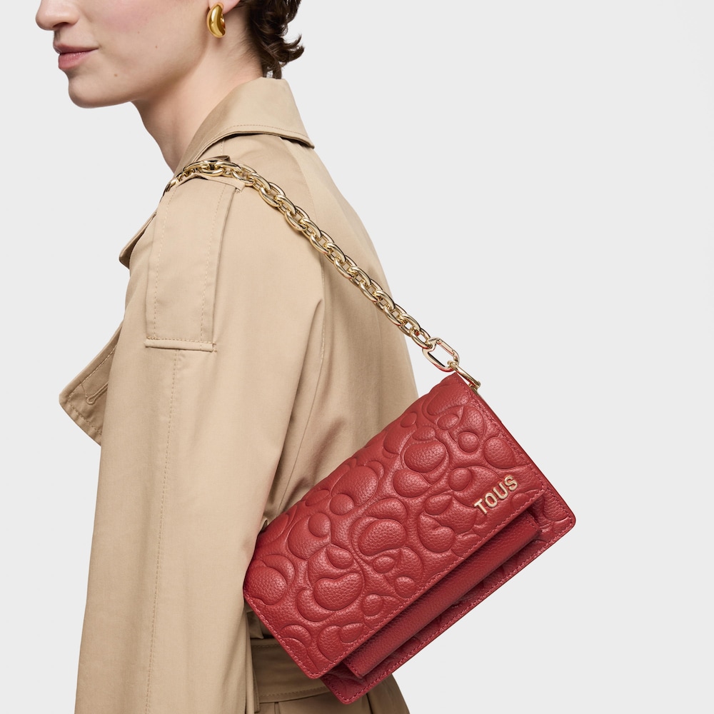 Mała czerwona sk&oacute;rzana torebka przez ramię TOUS Greta Audree