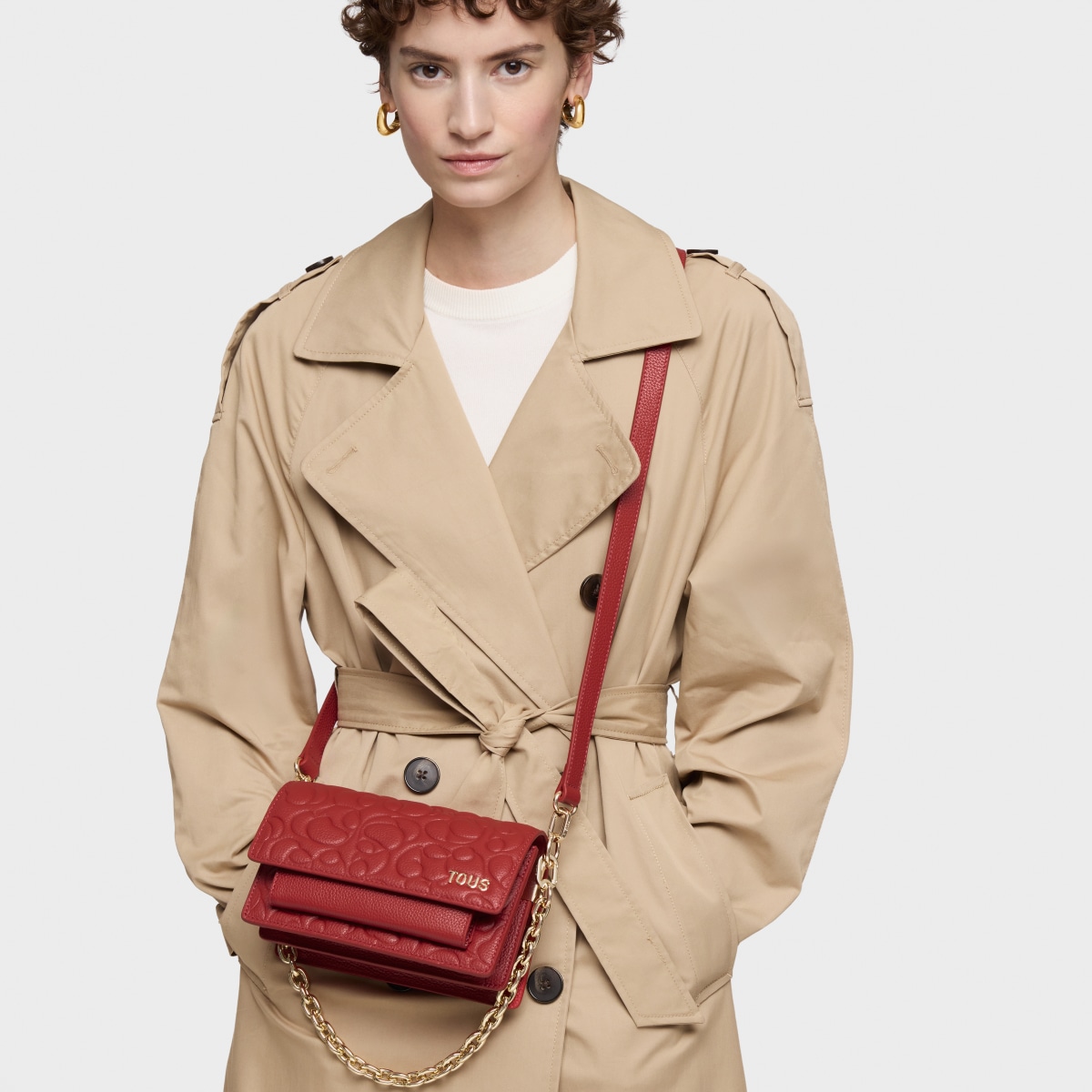 Small red leather Crossbody bag Audree TOUS Greta