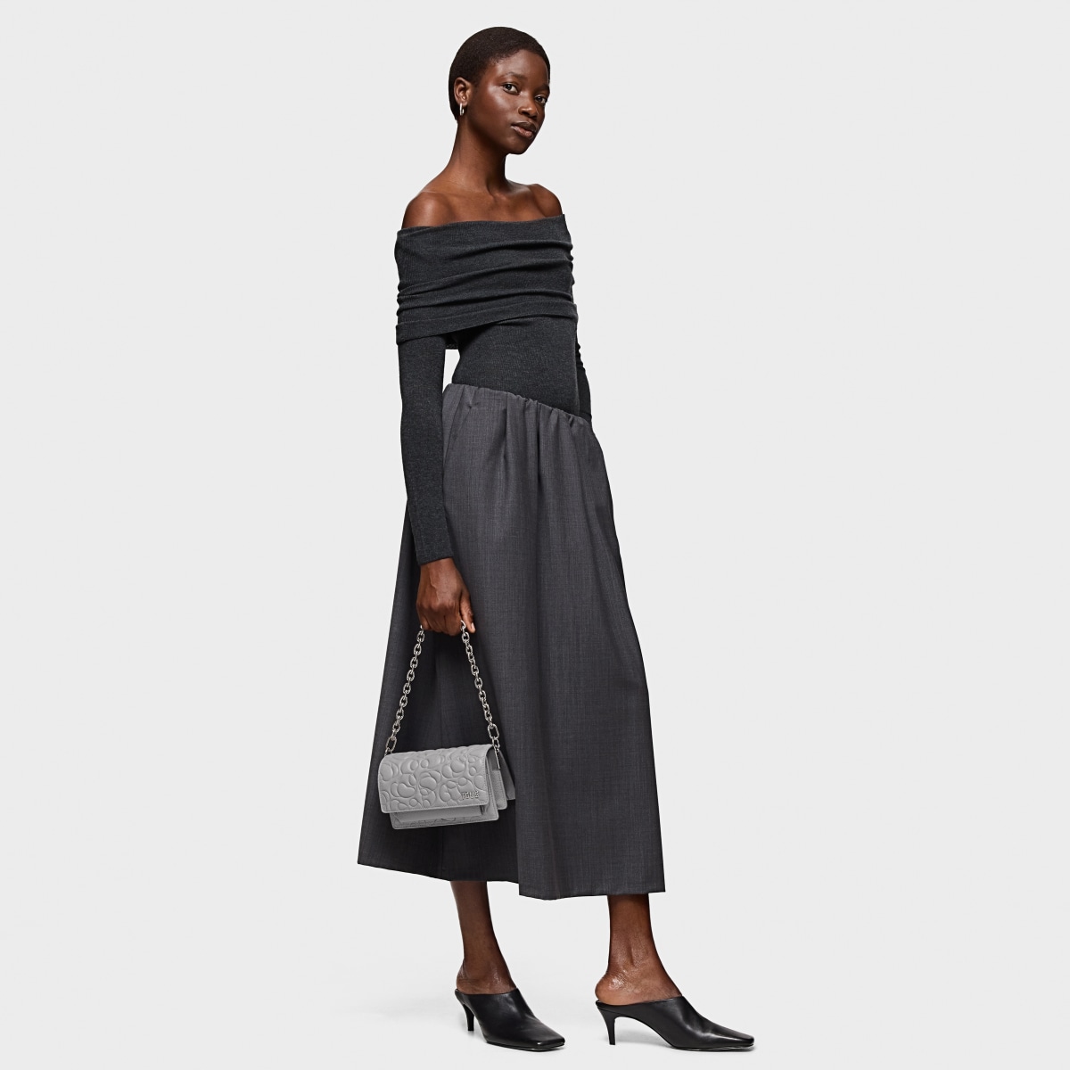 Small gray leather Crossbody bag Audree TOUS Greta