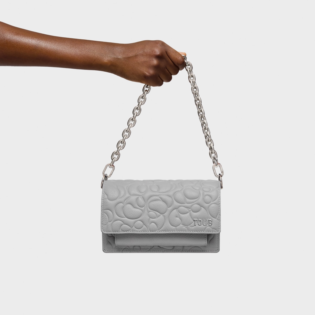 Small gray leather Crossbody bag Audree TOUS Greta