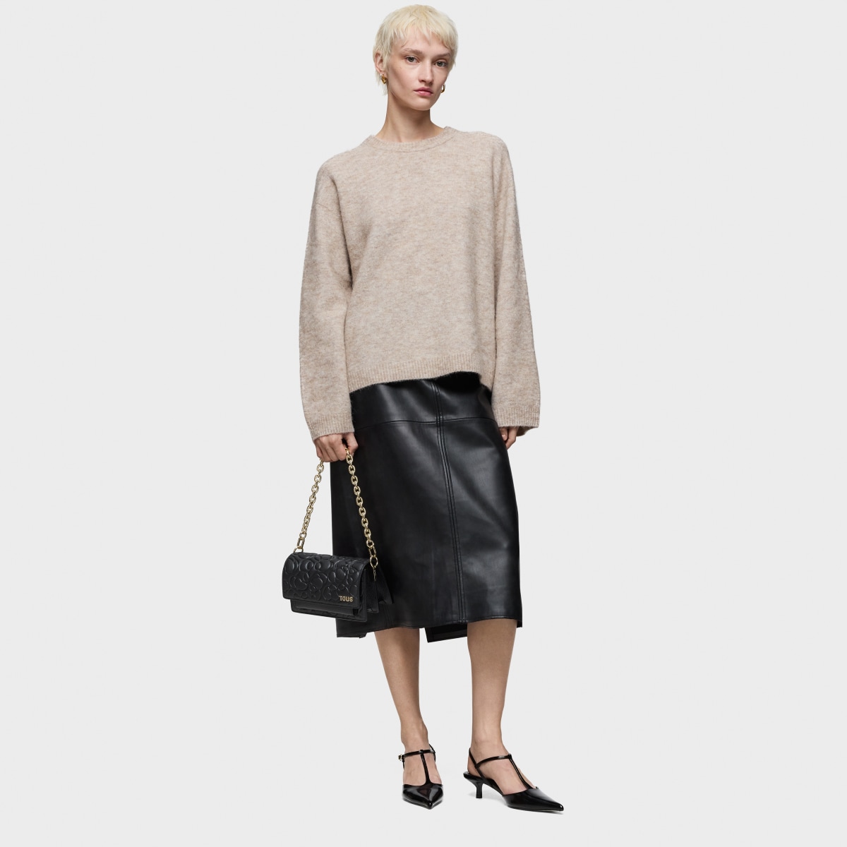 Small black leather Crossbody bag Audree TOUS Greta