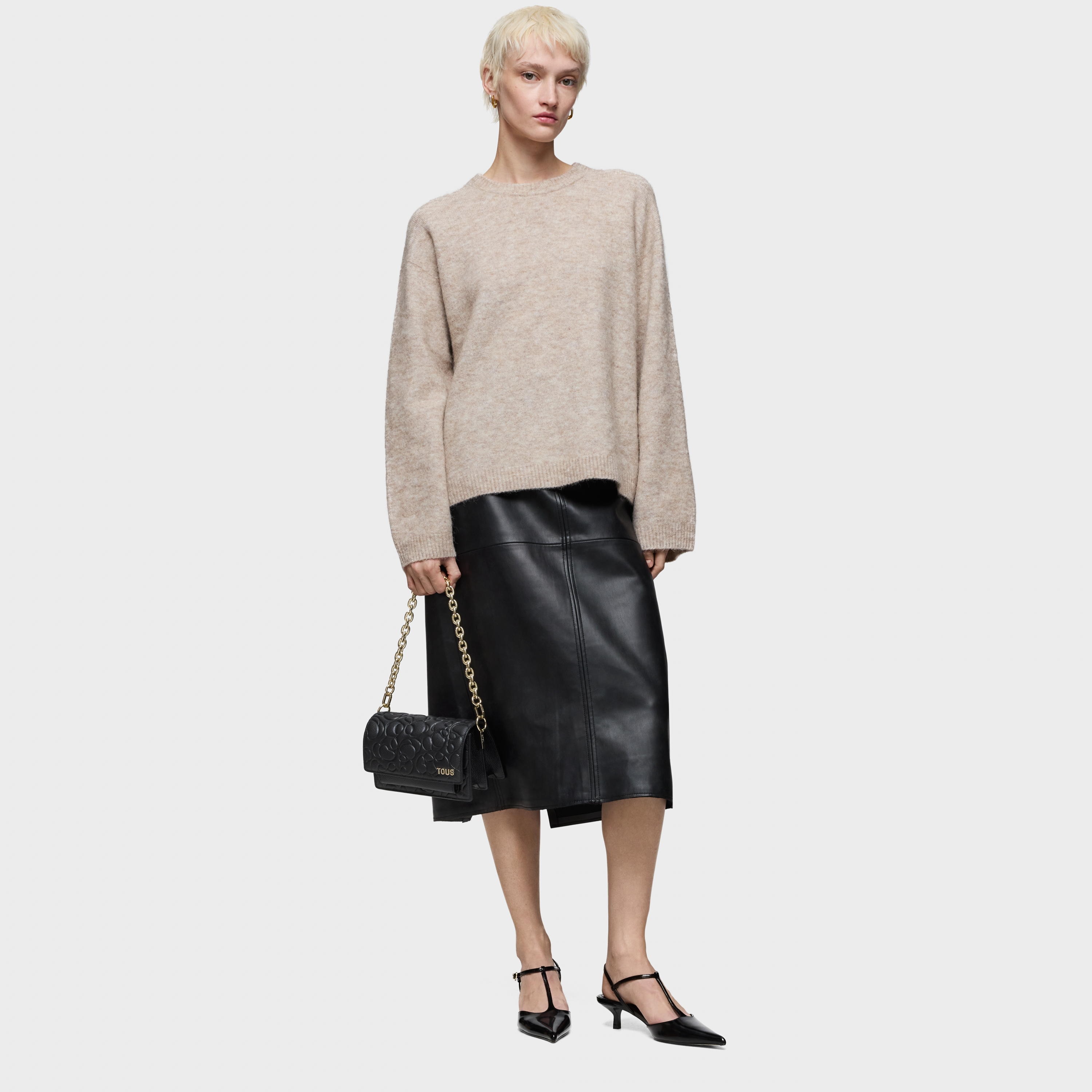 Small black leather Crossbody bag Audree TOUS Greta