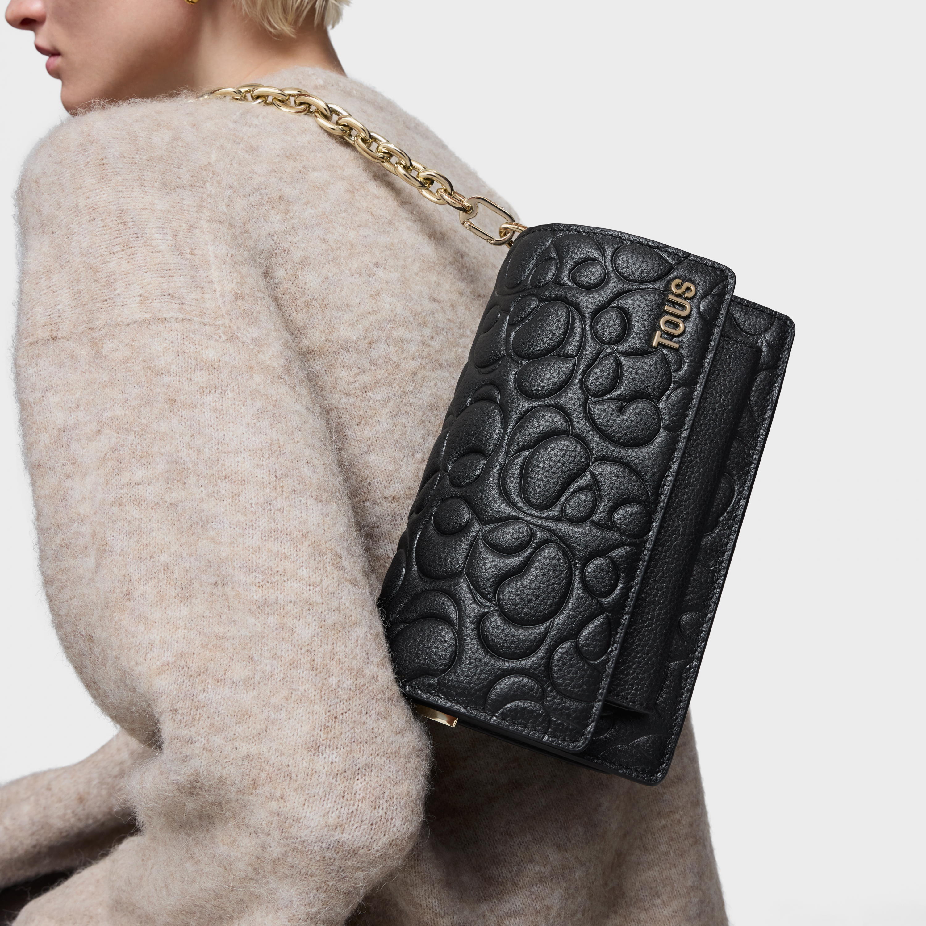 Small black leather Crossbody bag Audree TOUS Greta