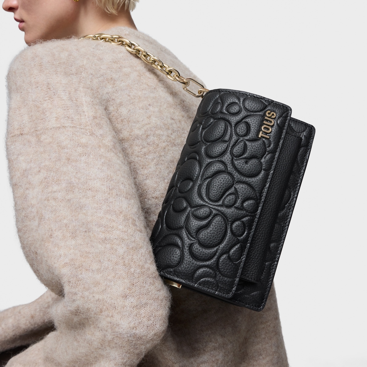Small black leather Crossbody bag Audree TOUS Greta