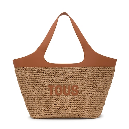 Large camel Tote bag TOUS Lirio Rafia