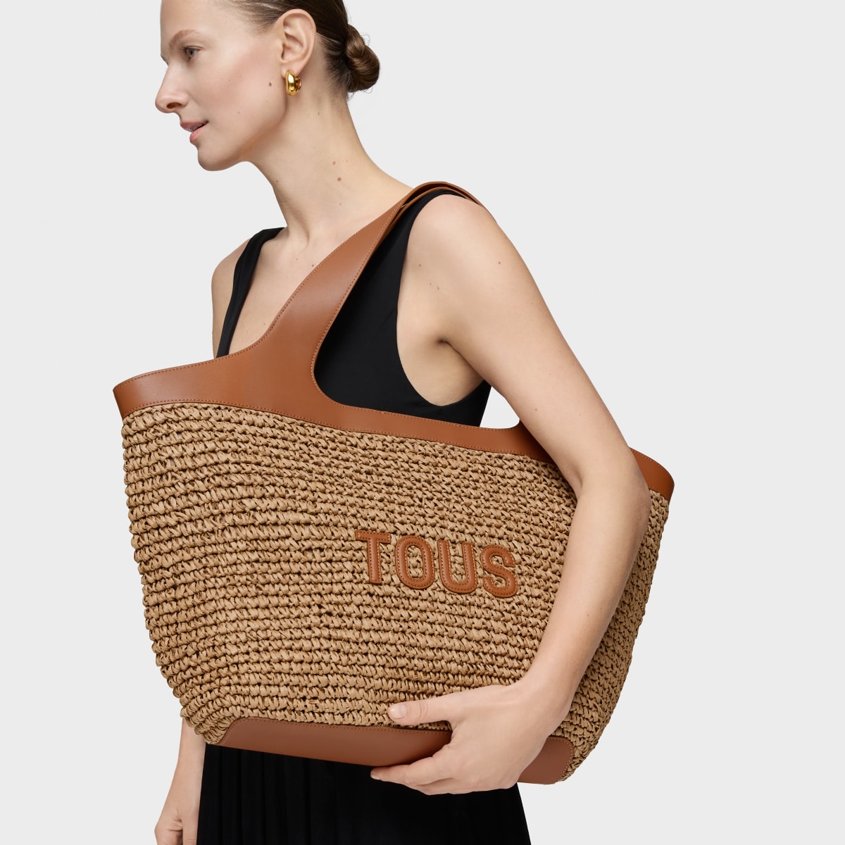 Large camel Tote bag TOUS Lirio Rafia