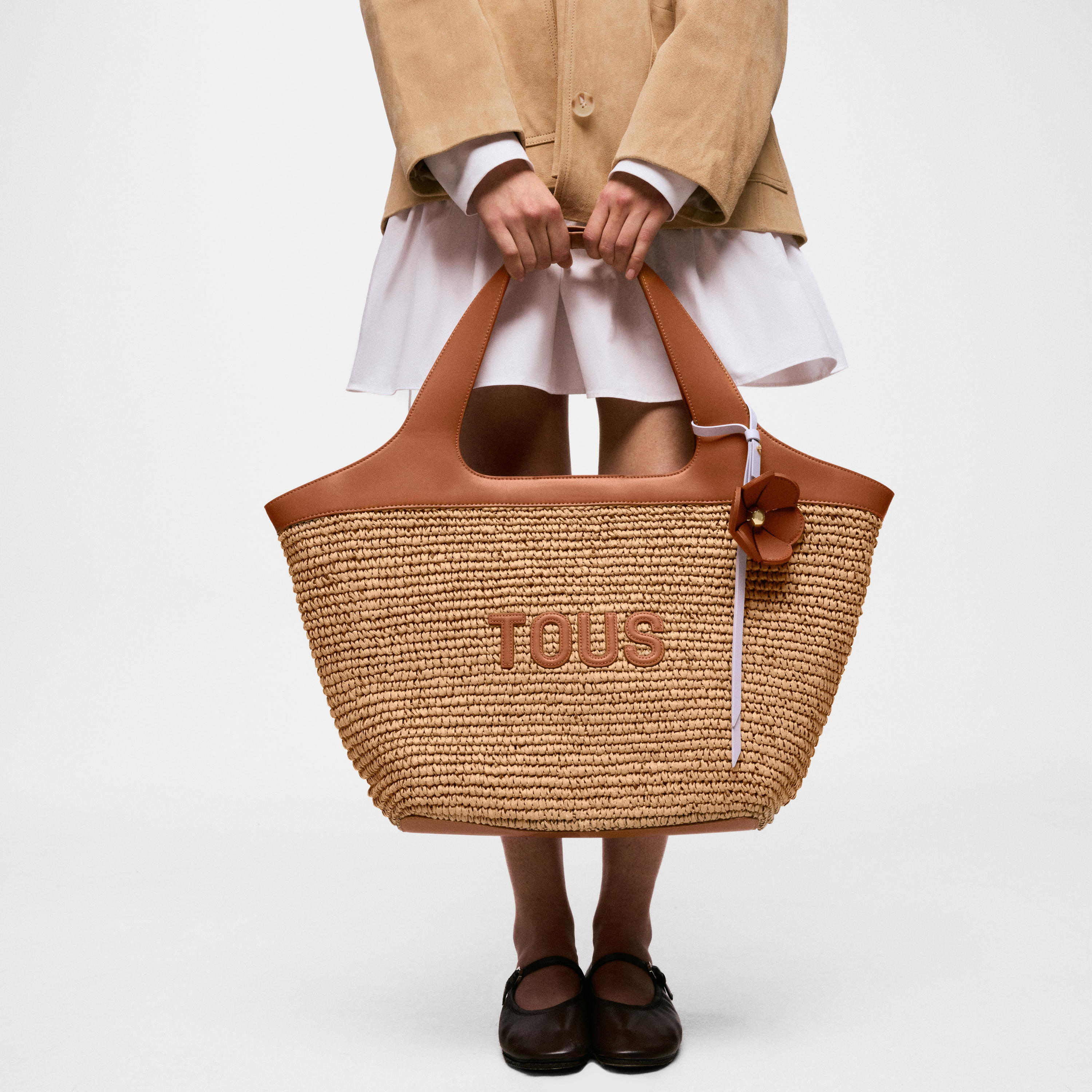 Large camel Tote bag TOUS Lirio Rafia