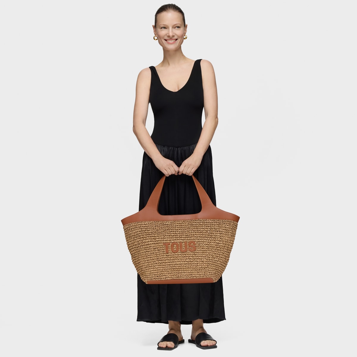 Large camel Tote bag TOUS Lirio Rafia